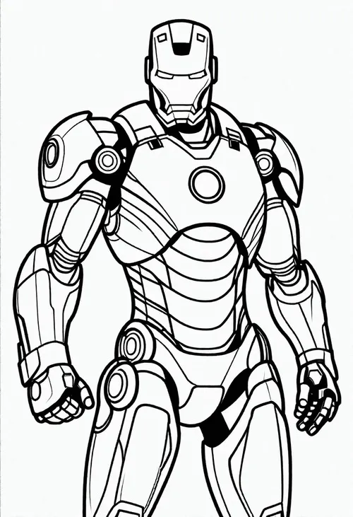 19 Hình tô màu Người Sắt đang sạc năng lượng Arc Reactor cho bé 3 tuổi.