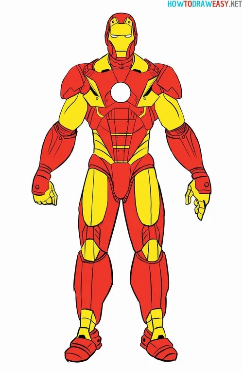 6 Hoạt động tô màu Iron Man tư thế chiến đấu mạnh mẽ.
