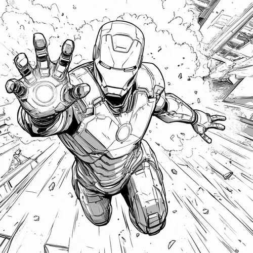 12 Tô màu sáng tạo Iron Man ánh sáng mắt trắng xanh cho bé 5 tuổi.