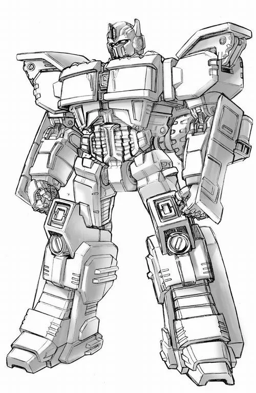 Hình tô màu robot đổi dạng từ xe sang robot cho bé