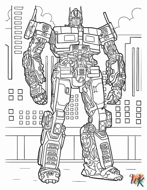 Tờ giấy tô màu robot biến hình đơn giản cho trẻ 4 tuổi