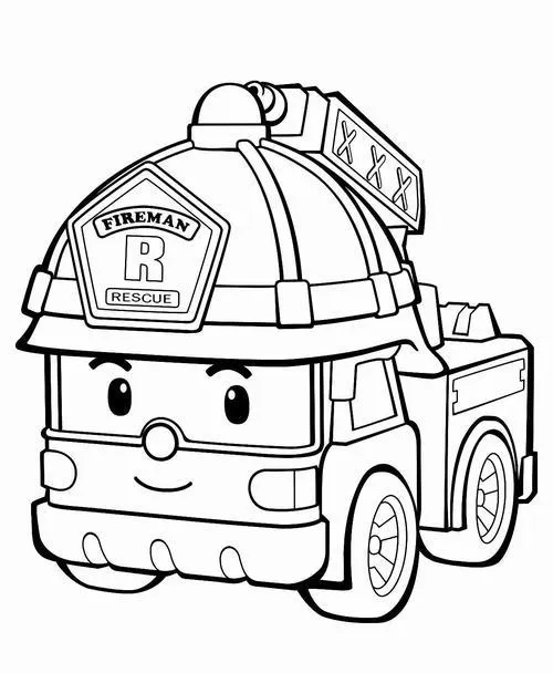 Tranh bé tập tô xe phun nước cứu hỏa to khỏe