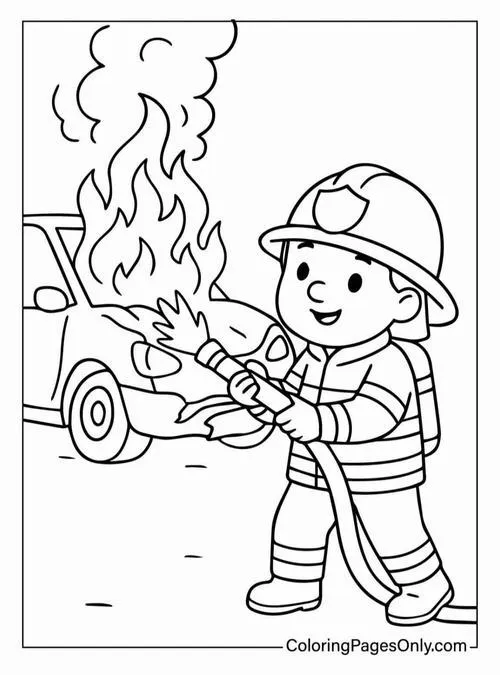 Mẫu tranh tô màu xe chữa cháy dễ tô cho trẻ em