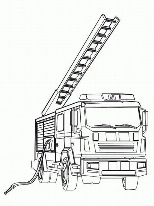 Mẫu tranh tô màu xe cứu hỏa dễ tô cho trẻ 6 tuổi