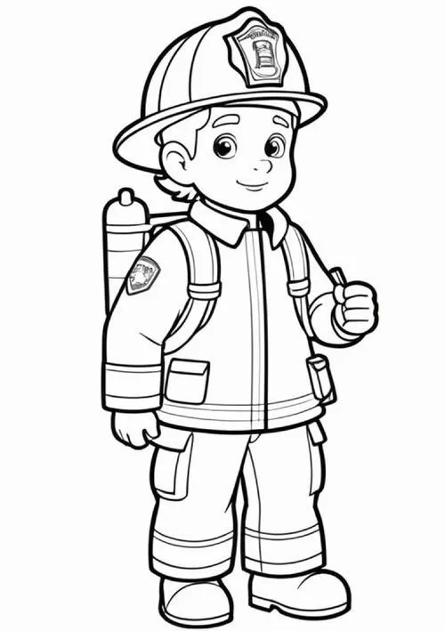 Hình tô màu chú lính cứu hỏa hoạt hình cho bé 3 tuổi