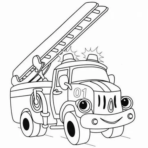 Tô màu sáng tạo xe cứu hỏa giúp dập cháy