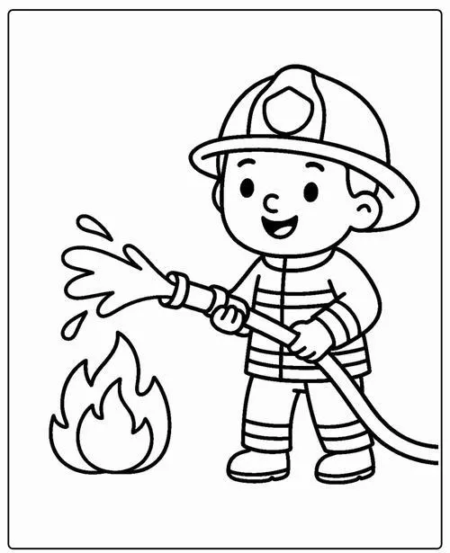 Tải tranh tập tô xe cứu hỏa thang leo cho bé 5 tuổi