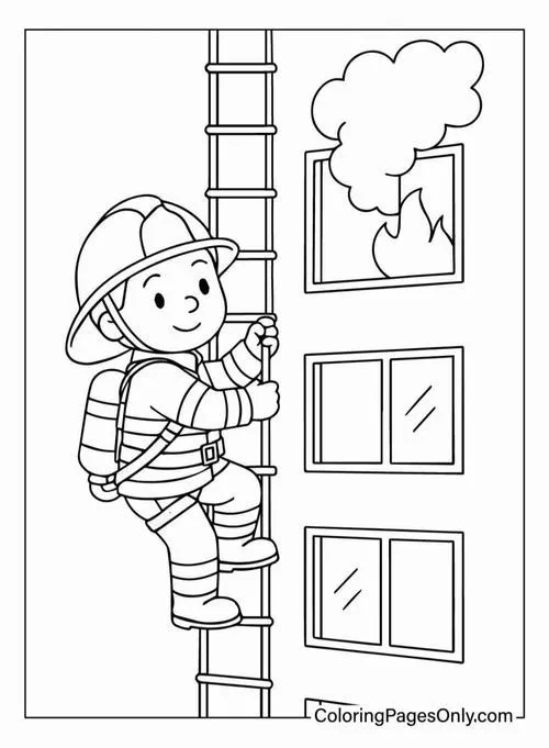 Hình vẽ tranh tô màu xe cứu hỏa tại giờ chơi