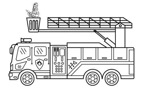 Trang tô màu xe cứu hỏa với thang vươn cao
