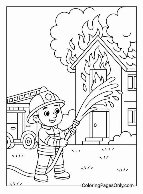 Bộ tranh tô màu xe cứu hỏa an toàn, màu sắc rõ