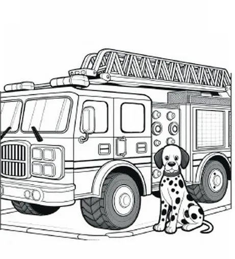 Tranh xe cứu hỏa nét to rõ dễ tô không lem