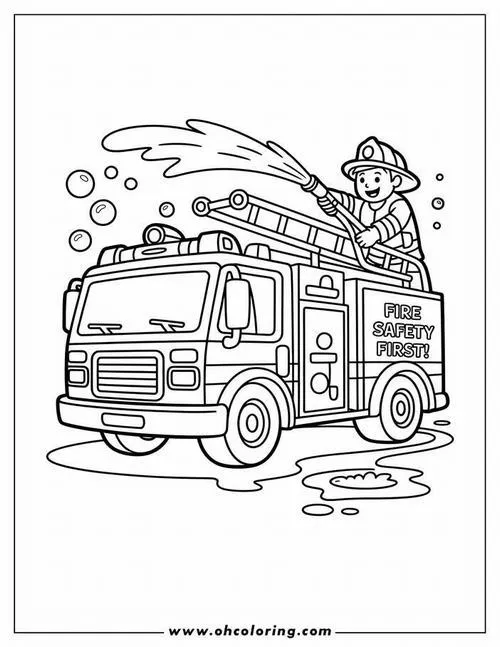 Hoạt động tô màu xe cứu nạn cùng lính cứu hỏa dũng cảm