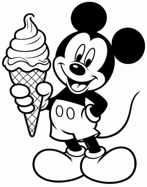 Tranh tô màu Mickey vui nhộn với tai tròn dễ thương