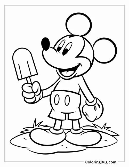 Tờ giấy tô màu Mickey mang cảm giác vui đầy màu