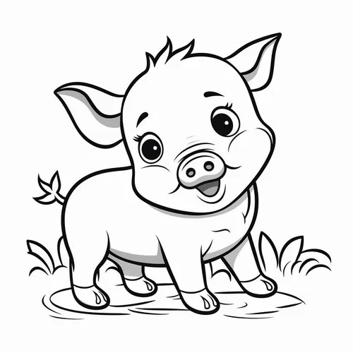 27 Hình tô màu lợn chibi đuôi xoắn khiến bé bật cười