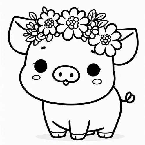 41 Tranh tô màu heo con đi dạo trong nông trại yên bình