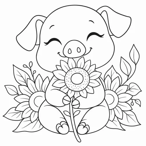 29 Bức tranh tô lợn nhỏ đang chơi bóng cùng bạn cute cho bé 3 tuổi