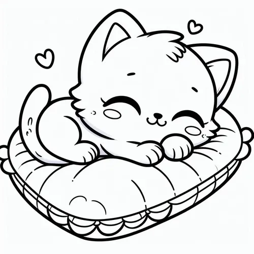 29 Trang tô màu kitty đáng yêu dáng nằm cuộn tròn xinh