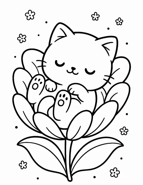 37 Mẫu tranh tô màu con mèo đơn giản lông mềm rất đẹp