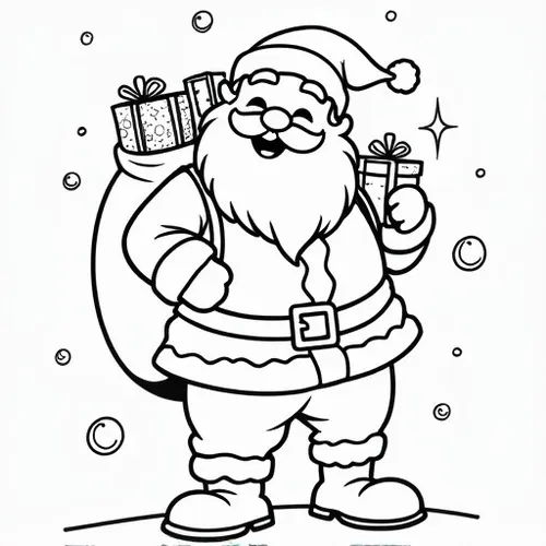 30 Hoạt động tô màu cảnh ông Noel râu trắng mỉm cười vui vẻ