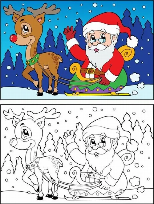 44 Hình tô màu chú tuần lộc Rudolph mũi đỏ dẫn đường cực nổi bật