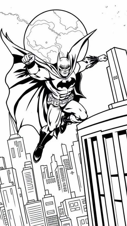 15 Bé tập tô màu Batman giơ batarang nhìn rất ngầu