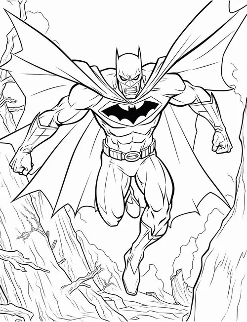 20 Trang tô màu Người Dơi đứng cạnh Robin trong cảnh trời đêm