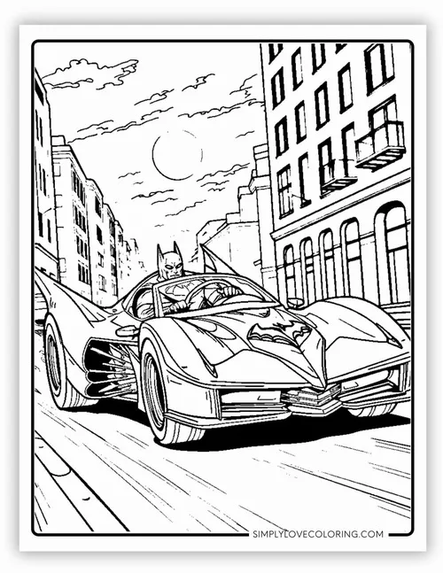 11 Hình vẽ tranh tô màu Batman chạy siêu xe dài phủ kín tạo cảm giác oai vệ