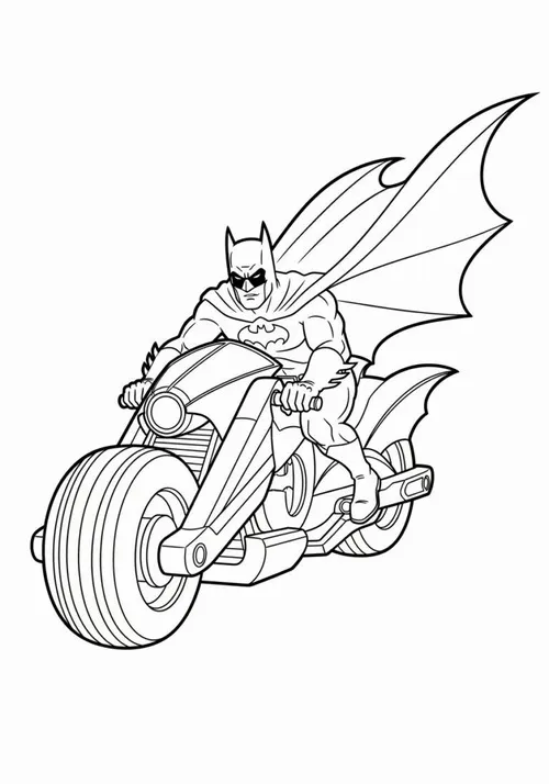 6 Bức tranh tô Batman đi mô tô đứng trong bóng tối đầy uy lực cho bé 3 tuổi