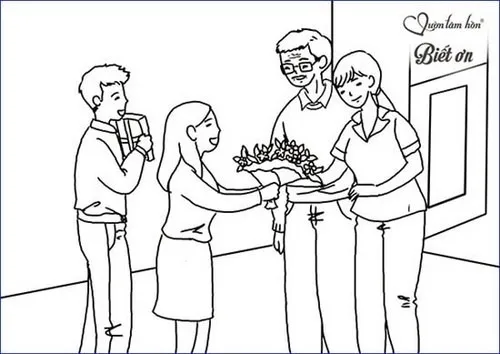 17 Bộ tranh tô màu cô giáo đứng cạnh bảng đen hiền hòa