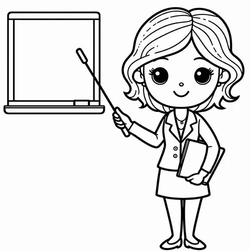 19 Hình vẽ tô màu cô giáo kể chuyện bằng sách tranh