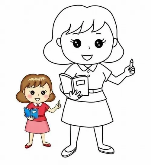 3 Tập tranh tô màu cô giáo cầm phấn đứng trước bảng đen