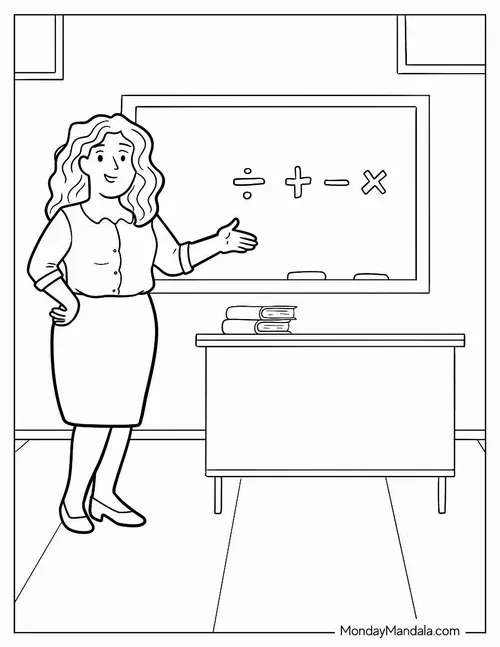 33 Tải tranh tập tô cô giáo đang lau bảng sạch gọn gàng