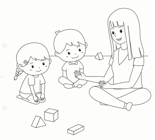 34 In hình tập tô cô giáo giúp bé chọn màu trong giờ vẽ