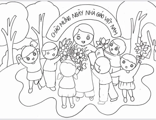 13 Hoạt động tô màu cô dạy hát với nhóm trẻ ríu rít