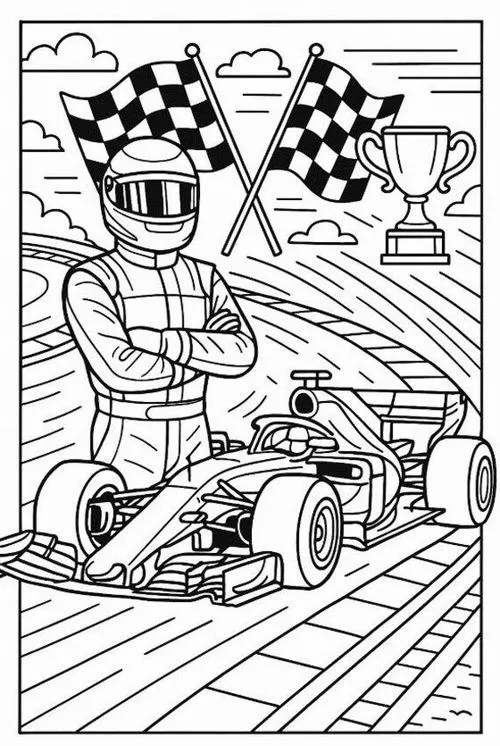 Trẻ học tô màu xe đua công thức 1 cho trẻ 6 tuổi