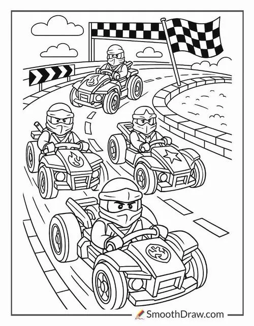 Tô màu vui xe đua thể thao cạnh tranh gay cấn