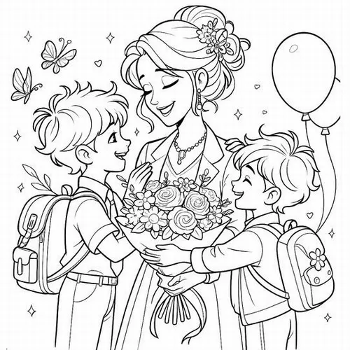 10 Trang tập tô bé ôm bó hoa rực rỡ bước vào lớp