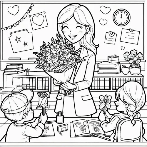 7 Bộ tranh tô màu 20/11 giúp bé nói lời cảm ơn cô giáo thật dễ thương