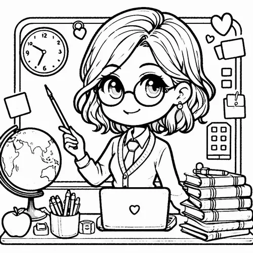 6 Trang tô màu thầy dạy chữ với bảng phấn rõ ràng