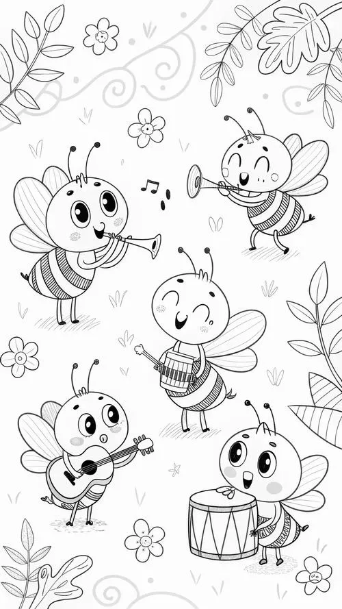 Tải tranh tập tô ong xinh vo ve giữa mùa xuân