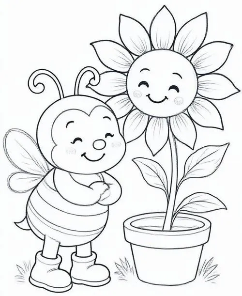 Hình tô màu con ong vàng thân sọc rõ ràng cho bé 3 tuổi