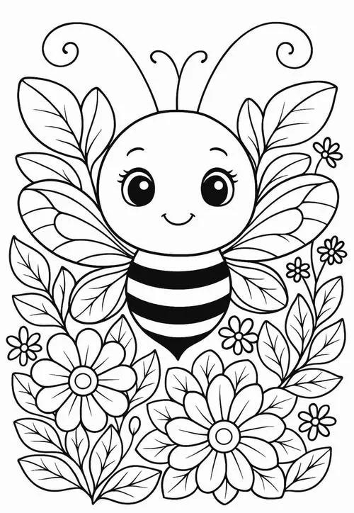 In hình tập tô con ong vàng có mắt to dễ thương