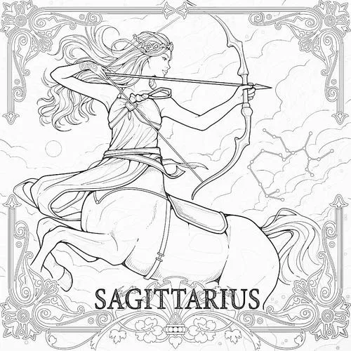 Tranh tô màu anime cung Nhân Mã phong cách chibi dễ thương