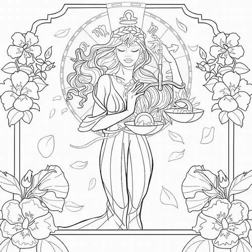 Trang học tô màu anime cung Thiên Bình dễ thương