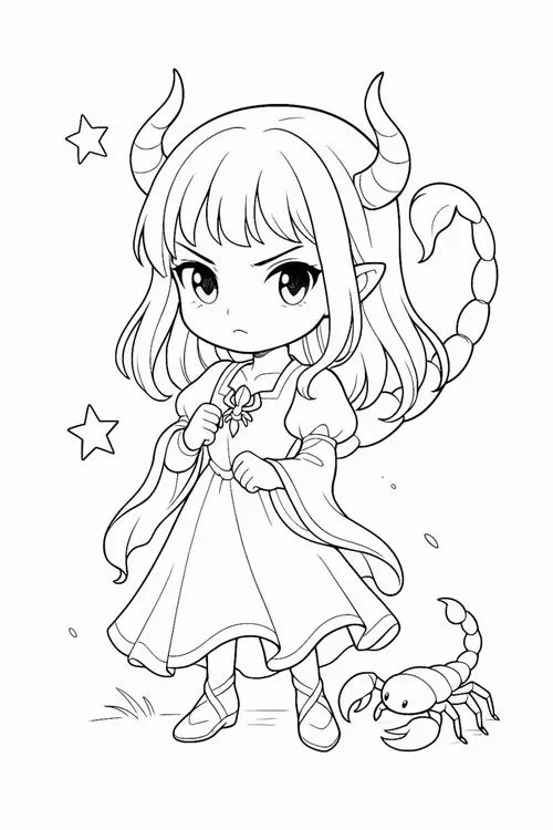 Bộ tranh tô màu anime 12 cung hoàng đạo đẹp và cuốn hút