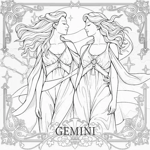 Bức tranh tô anime cung Song Tử cho bé 3 tuổi