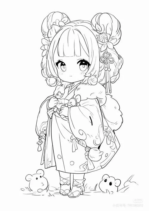 30 Mẫu tranh tô màu anime chibi đơn giản dễ tô