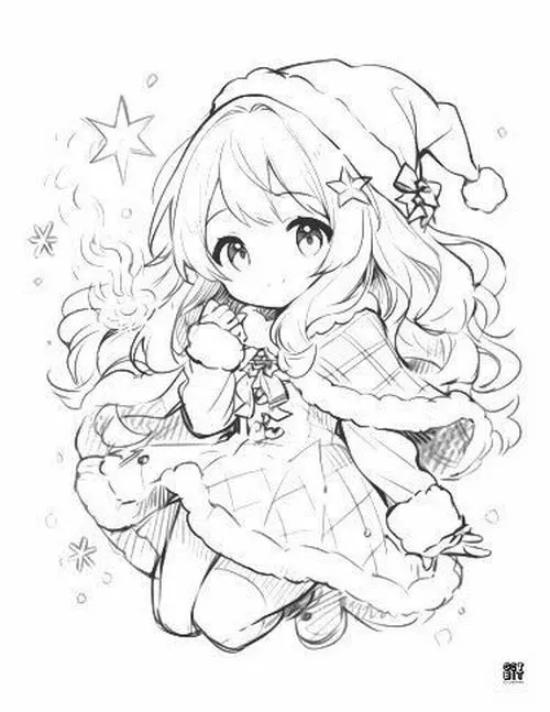 24 Tranh bé tập tô anime chibi phong cách Nhật Bản