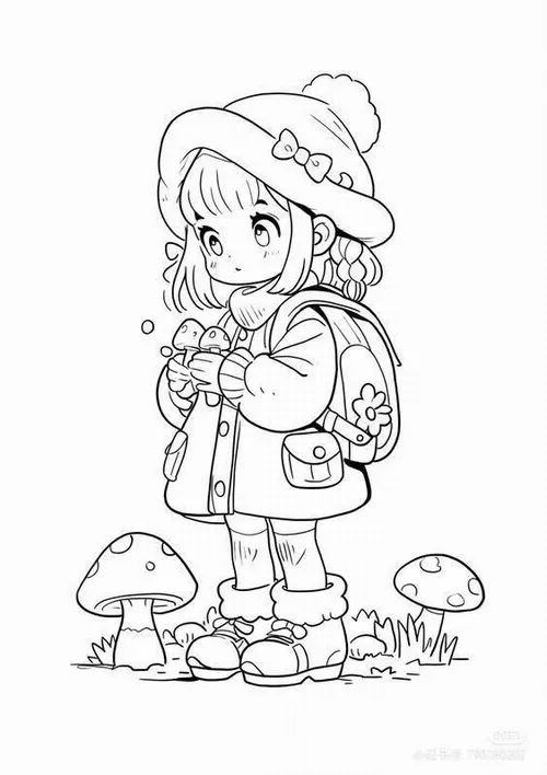 Bộ tranh anime dễ thương cho bé tập phối màu trang phục theo cảm xúc